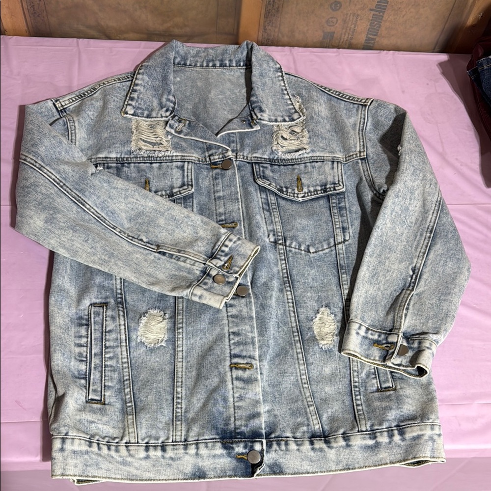 Distressed Oversized Denim Jacket